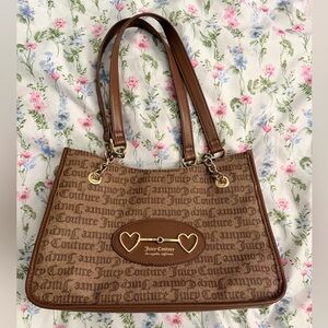 Juicy Couture Brown Logo Tote with Gold Hardware